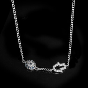 Authentic Evil Eye & Hamsa Necklace in 14K White Gold Plated Sterling Silver
