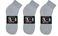 12 Pairs FULL Cushioned Sports Knocker Anklet GREY Cotton Socks Size: 10-13