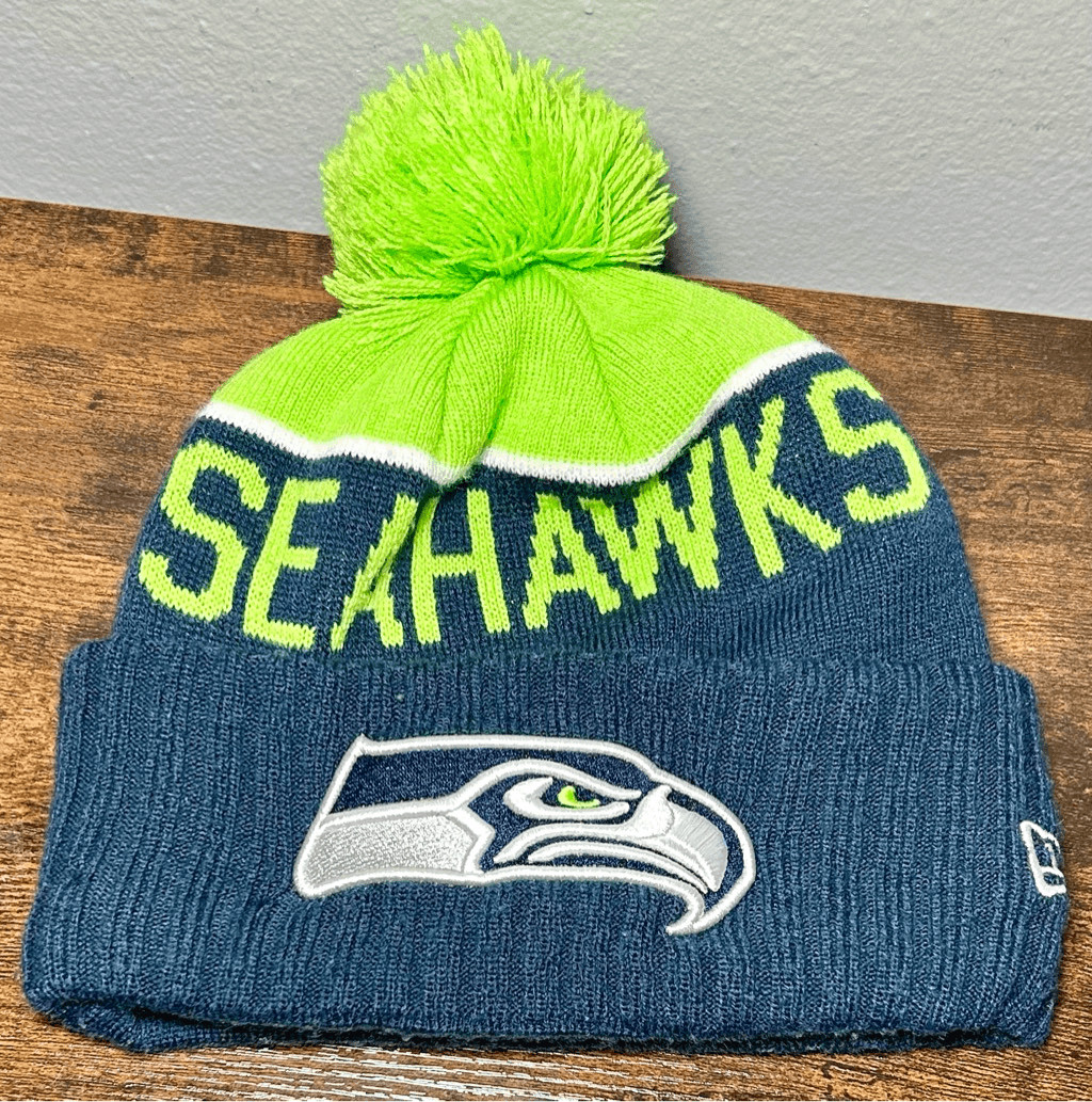 Seattle Seahawks New Era Knit Hat Beanie w/ Pom Winter Hat Fleece