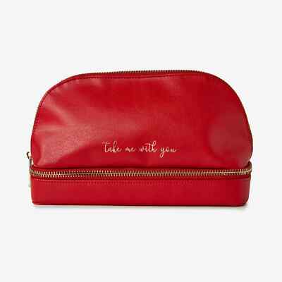 WOLF 886172 Red Leather Dual Jewelry Organizer Bag - Take Me With You MSRP $150