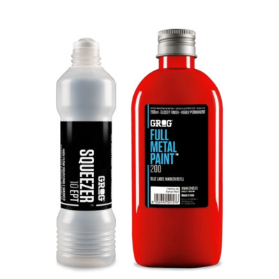 Grog Vollmetalllack 200ml Lack Nachfüller & 10EPT Squeezer Wischmop Marker Pack