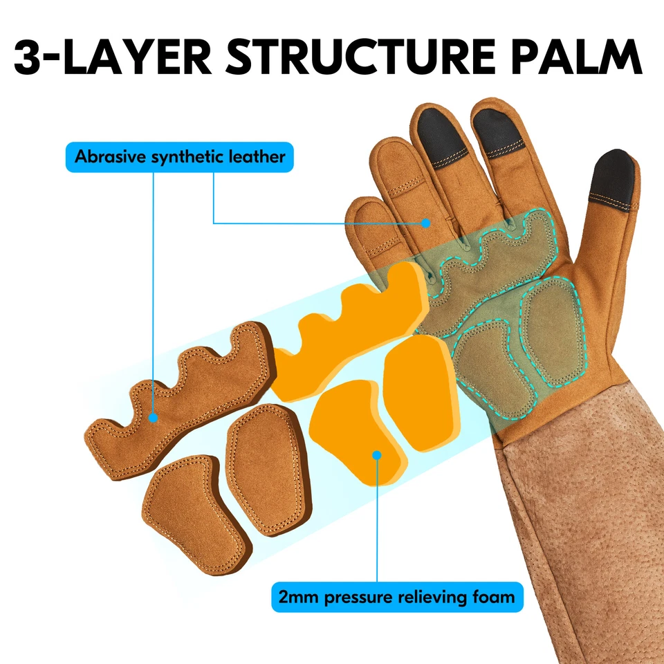 Vgo 1Pair Long Cuff Rose Pruning Thorn Proof Garden Gloves, Work Gloves(SL6592) - Image 3 of 4