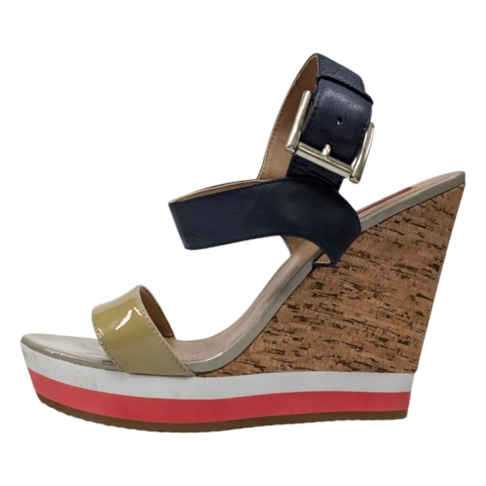 RED Saks Fifth Avenue Dana Wedge Sandal Women Leather Cork Platform EU 39 US 8.5 - Image 4 of 4