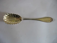 8 1/4"  SILVER PLATE SHELL Gold wash BOWL SERVING SPOON Case & Co England 