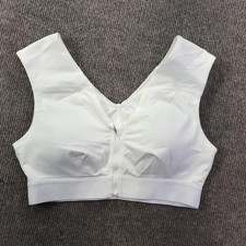 Tommie Copper Sports Bra Womens Medium White Zip Front Compression Mesh Support