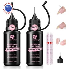 Nail Remover 2PCS 20ml Non Acetone Glue with Cuticle Pusher Pinpoint Press Nails