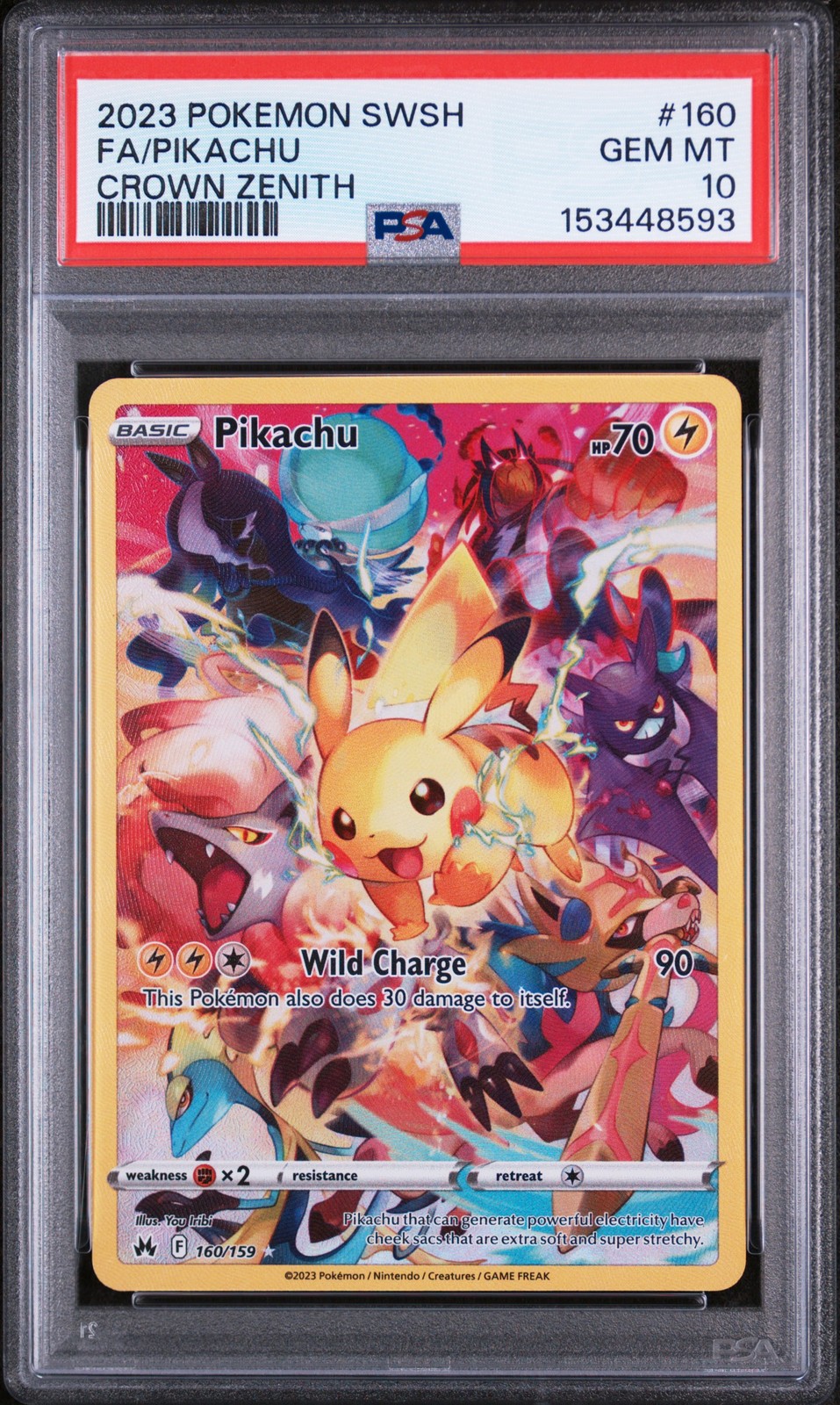 2023 POKEMON SWORD & SHIELD CROWN ZENITH #160 FULL ART/PIKACHU PSA 10