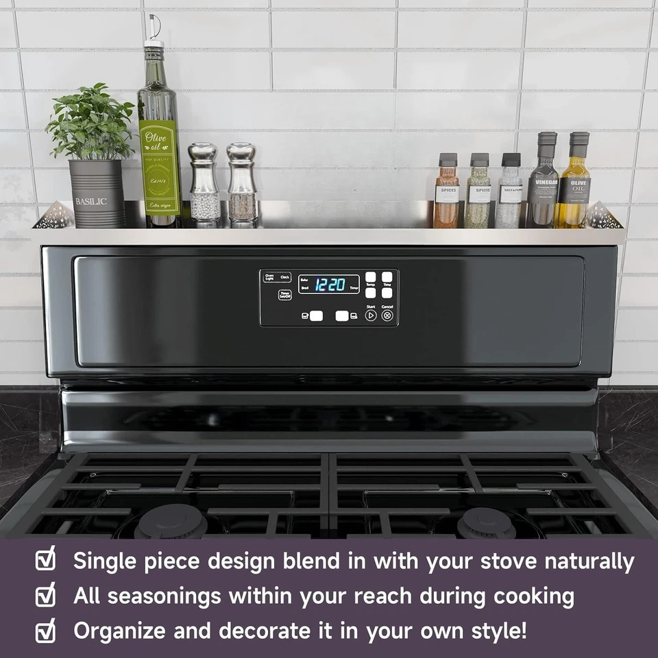 Estante superior magnético para estufa de 30" - Estante para especias y organizador de condimentos de acero inoxidable Foto 2 de 4