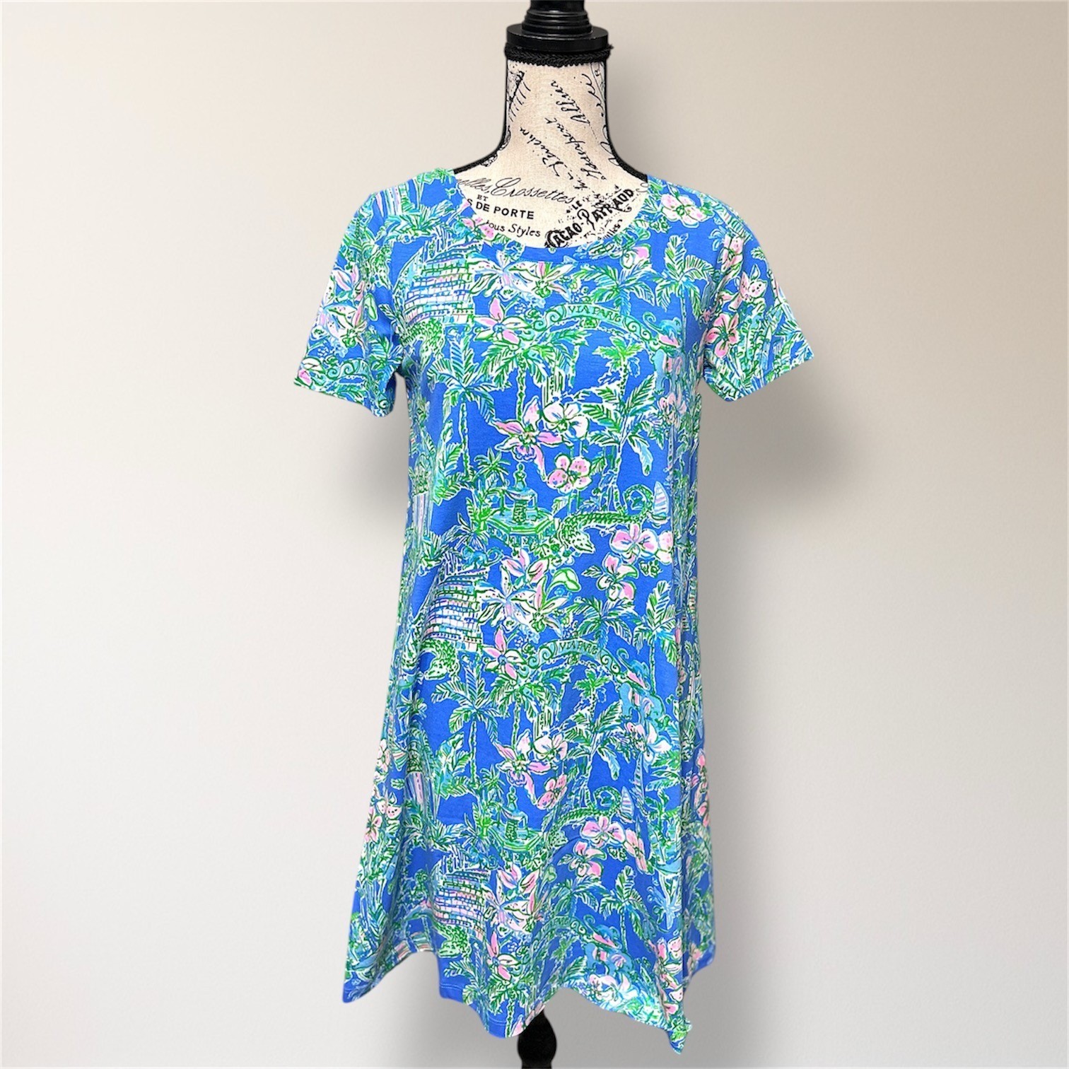 Vestido Lilly Pulitzer Kristen XS Azul Cody Debajo de las Bougainvillea Resort Nuevo sin Etiquetas