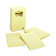 Post-it Notes 6605PK 4" x 6" Original Note Ruled Pads - Canary Yellow 5/PK New