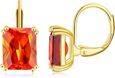 Emerald Cut Drop Dangle Earrings for Women 18K White Gold Plated Cubic Zirconia