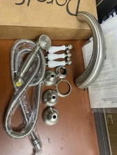 PHYLRICH DECK TUB FAUCET AND HAND HELD SHOWER LEVER HANDLES SATIN NICKEL 