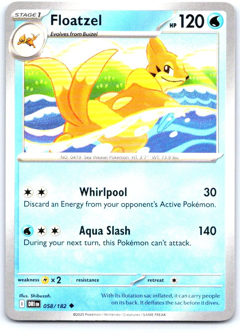 Floatzel 058/182 Uncommon Destined Rivals Pokemon Near Mint
