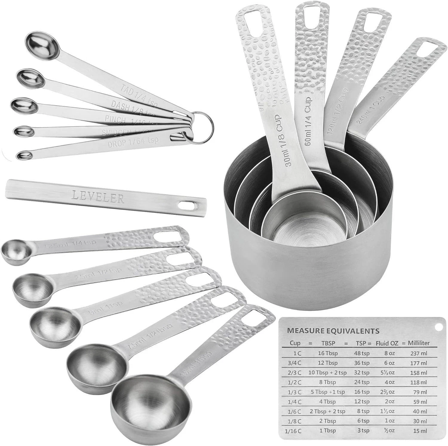 Measuring Cups and Spoons Set, 16 Piece Measuring Cup Set, 18/8 Stainless Ste...