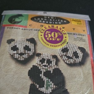 Crafty Panda Bears Long Stitch Beading Kit Ornament, MPN 805PBF