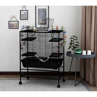 Small Animal Cage for Syrian Hamster Gerbil with Tubing System Accessories