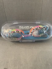 Aqua2ude Kids Swim Goggles BLUE - RAINBOW - ANIMAL - Ages 6+ Protective Case