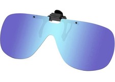 Polarized Clip on Sunglasses Frameless Flip Up One Size, Mirror Blue W/case