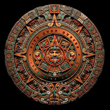 Mexico Aztec Empire Angel Colorized 5 oz .999 Fine Copper MAYAN CALENDAR INSTOCK