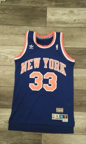 #33 Patrick Ewing New York Knicks Adidas Blue Hardwood Classic Jersey Size S +2