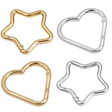 Keychain Rings Heart Star Carabiner - 4pcs Gold  Silver Mix color 4PCS