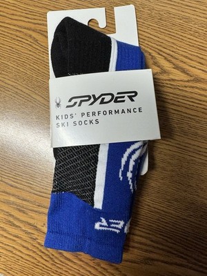 Spyder Kids Size X-Small 6-8.5 Blue & Black Youth Sweep Ski Performance Sock