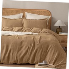 100 Natural Cotton Muslin Duvet Cover Set King Size, Ultra Soft Breathable