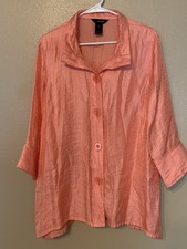 Ali Miles Coral Shimmer Button Front Tunic To...