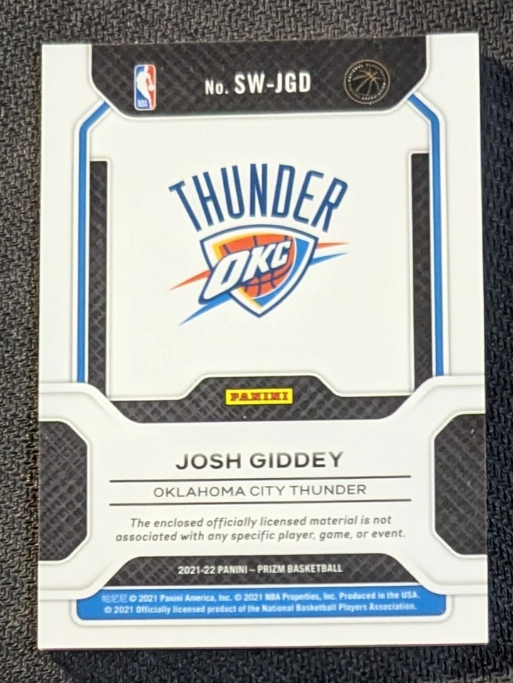2021-22 Panini Prizm - JOSH GIDDEY Sensational Swatches #SW-JGD Rookie (MEM, RC) - Image 2 of 3