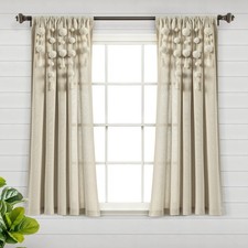 Lush Decor Boho Pom Pom Tassel Linen Textured Window Curtain Panel Single 52" W
