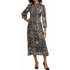 Elie Tahari The Raquel Twist Neck Midi Dress Size 2 Paisley Luxury Event NWOT