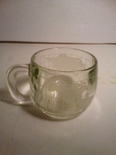 Vintage Nestlé Etched World Globe Glass Mug Clear Promo Coffee Cup