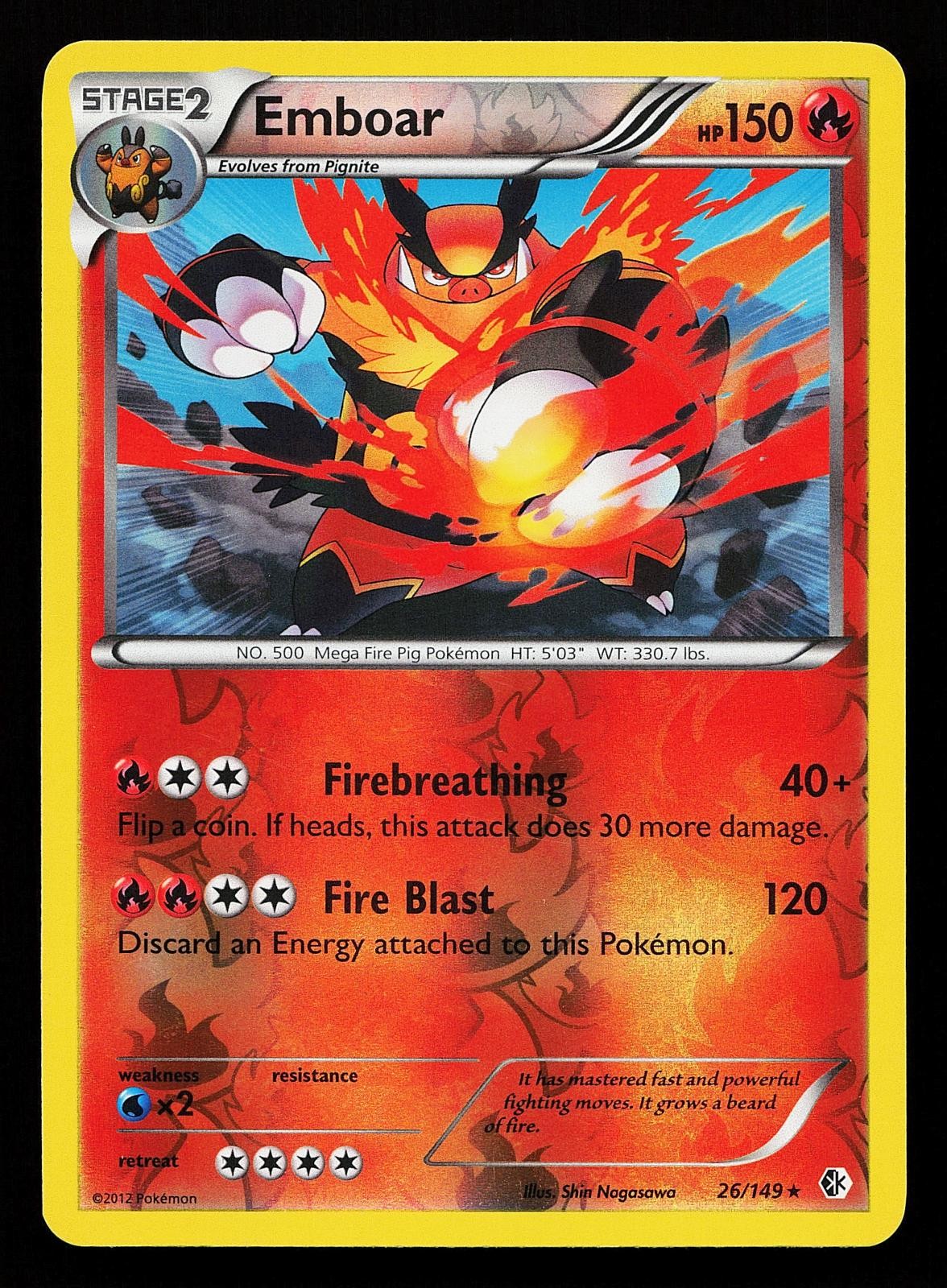 Emboar 26/149 Reverse Holo Rare Boundaries Crossed Pokemon Card