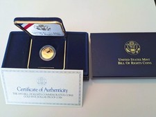 1993 W JAMES MADISON BILL Of RIGHTS COMMEMORATIVE $5 GOLD COIN OGP & COA