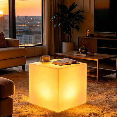 20-Inch LED Cube Chair Light with Remote, 16 RGB Colors, Waterproof & Rechargeab