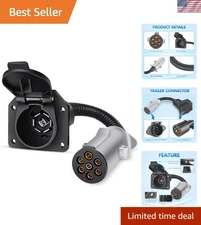 7 Pin Round to 7 Way RV Blade Trailer Adapter for Heavy-Duty Towing Needs