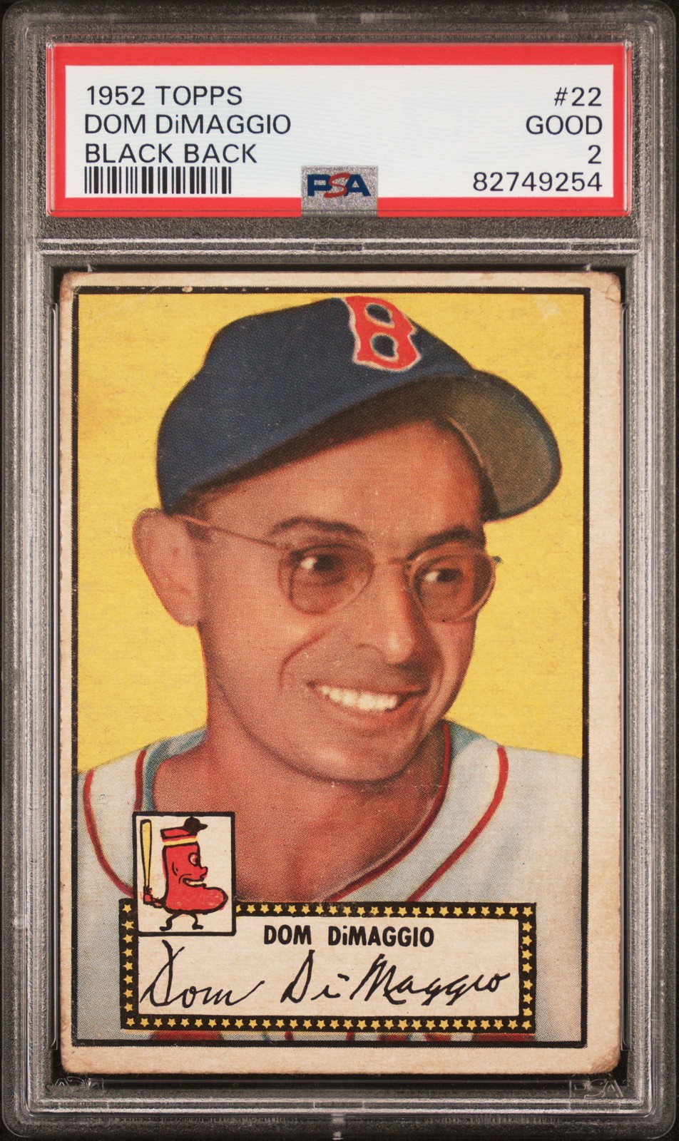 1952 TOPPS BLACK BACK #22 DOM DIMAGGIO PSA 2