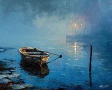 Leonid Afremov FOGGY OCEAN Oil Painting 24"x20" by Official Studio GICLEE