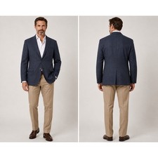 Austin Reed Mens Navy Blue Micro Check Sport Coat Blazer Made in USA Heritage