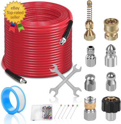 #ad 100FT Sewer Jetter Kit for Pressure Washer 1 4#x27;#x27;NPT Drain Cleaner Hose 5800PSI $53.11