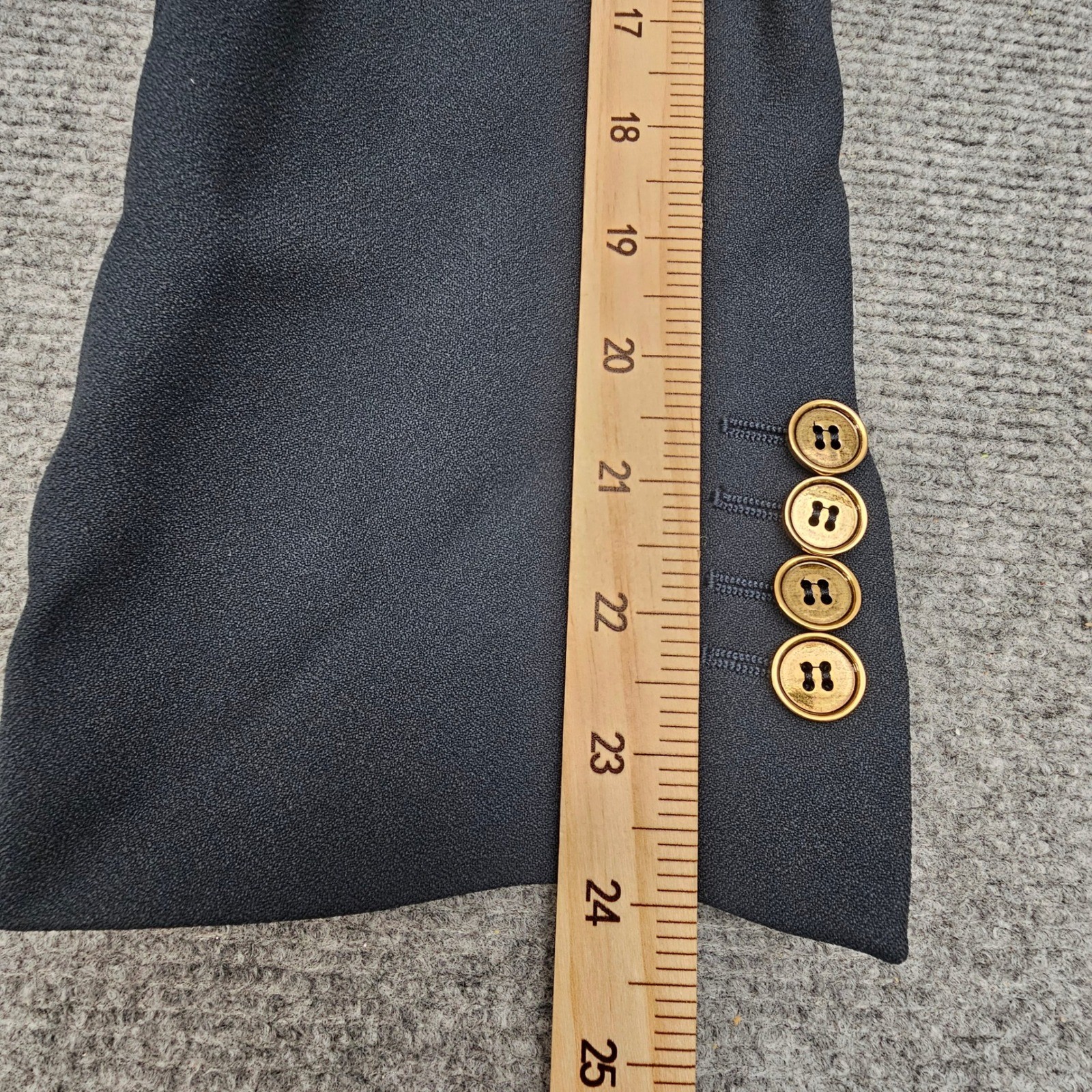 Michael Kors Blazer Womens Crepe Sable Cropped Boyfriend Midnight Gold Button 14 image 6