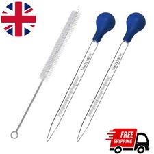 2x 10ml Glass Pipette Graduated Pipettes Dropper With Big Rubber Cap for Liquid