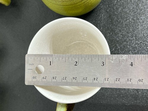 Vintage Mikasa Stoneglaze Avocado Green MCM Sauterne F6401 4 Cups & Creamer Set - Picture 7 of 7