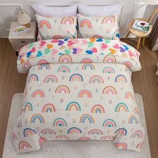 5 Piece Multi-Color Rainbow Comforter Set for Girls Boys Kids Full Multicolor