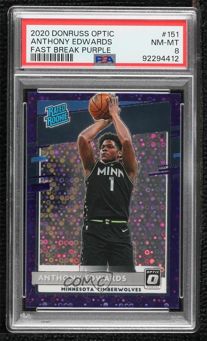 2020 Donruss Optic Fast Break Purple Prizm 7/95 Anthony Edwards Rookie RC 0n1s
