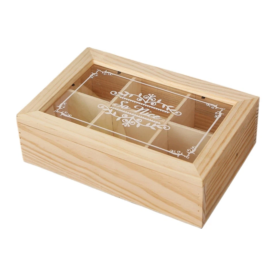 Wooden Tea Box Tea Storage Box with Clear Acrylic Box Small Wooden Box Tea Bag - Image 4 of 4