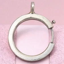 Antique Victorian Silver Tone OVERsized Spring Ring Clasp for Charms Pendant