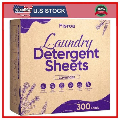 Fisroa Lavender Laundry Detergent Sheets 300 Loads Eco Friendly Plastic Free...