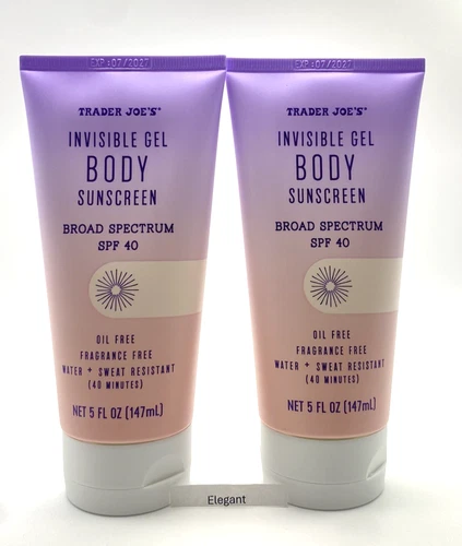 2 Packs *NEW* Trader Joe's Invisible Gel Body Sunscreen SPF 40 Oil Free 5oz Each
