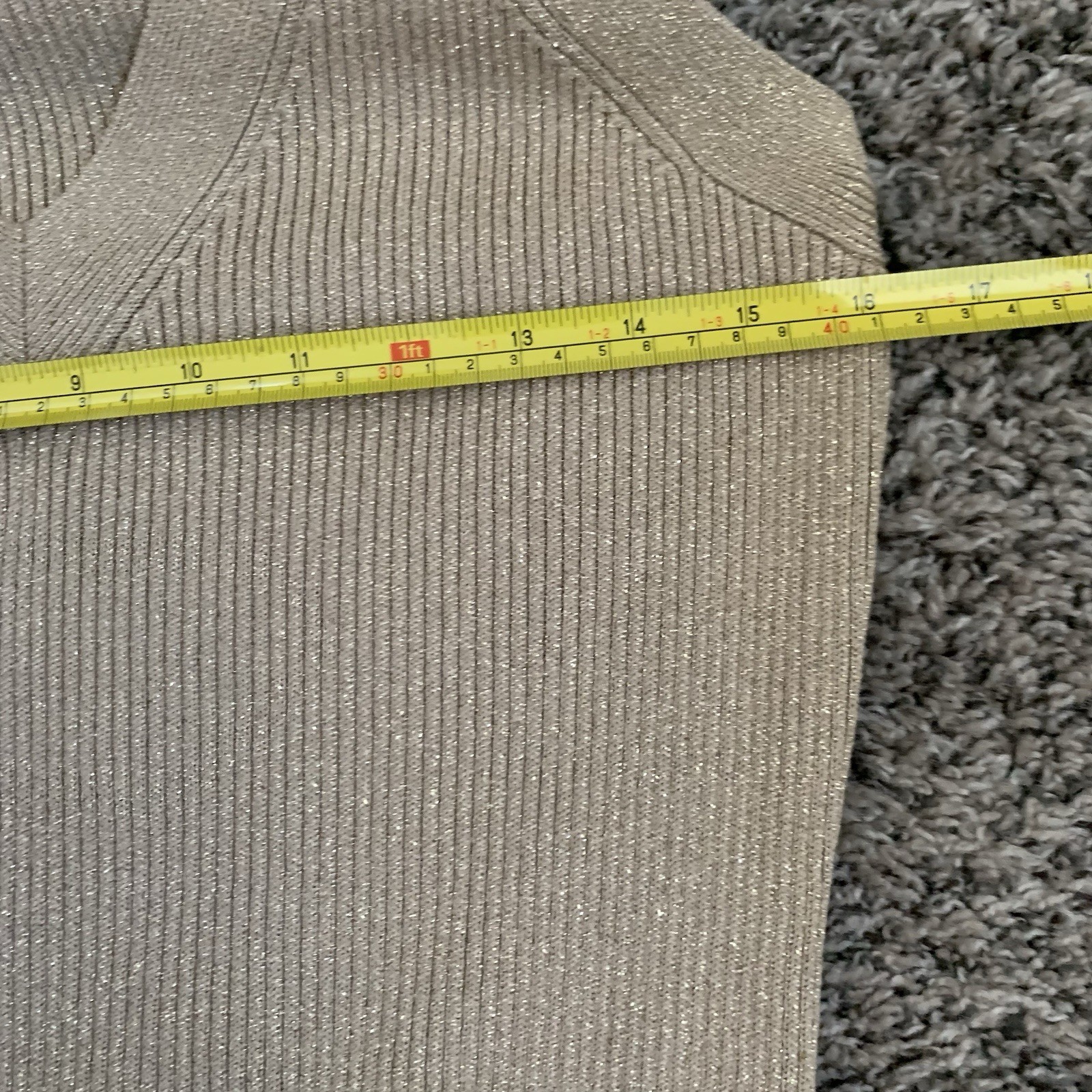 Michael Kors Dress Women L Gold Metallic Ribbed V Neck Sweater Sheath Pencil thumbnail 10